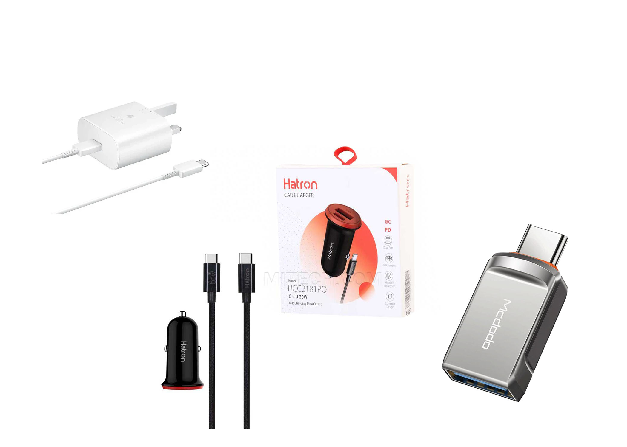 باندل شارژر + مبدل OTG + شارژر فندکی