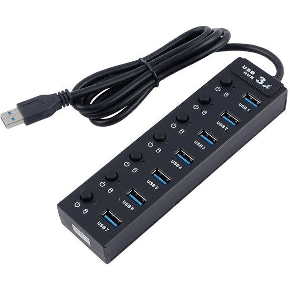 هاب کی نت مدل KNET K-HUAMH907 1.2M 7Port H9 USB3 کلید دار