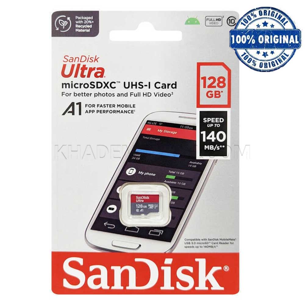 رم میکرو سندیسک مدل SANDISK C10 U1 140MB ULTRA 128G